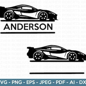 Voiture de sport Split monogramme SVG, Silhouette de voiture de sport, voiture de luxe svg, svg voiture de course, clipart voiture de sport, fichiers de coupe pour Cricut, Silhouette