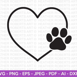 Dog Paw Heart Svg, Dog Svg, Paw SVG, Animal Paw Svg, Animal Svg, Dog Paw Print, Paw Print, Animal Print, Cut Files for Cricut, Silhouette