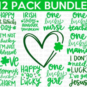 St. Patrick&#39;s Day Quotes SVG Bundle: Lucky Shamrock Designs (Digital Download)