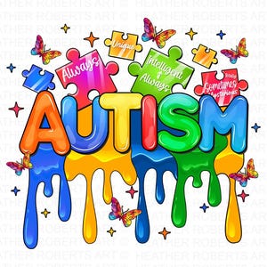Sensibilisation à l'autisme PNG, source d'inspiration pour l'autisme, sublimation, soutien à l'autisme PNG, créatif sensibilisation à l'autisme, autisme positif Png téléchargement numérique