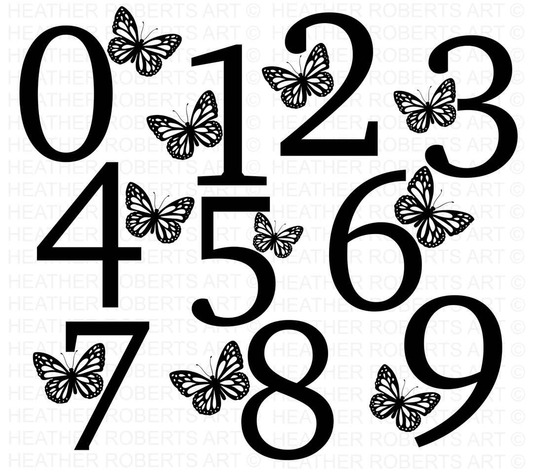 Butterfly Monogram Numbers SVG, PNG, Monogram Frame Alphabet, Cut File ...