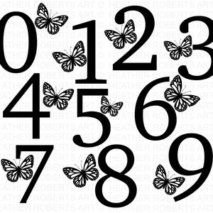 Números de monograma de mariposa SVG, PNG, alfabeto de marco de monograma, archivo de corte para Cricut, silueta, 10 archivos de corte individuales