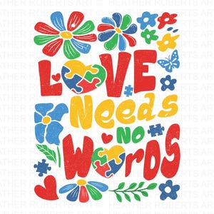 El amor no necesita palabras png, autismo floral boho png, autismo png, autismo de pincelada png, mamá autismo png, autismo retro png, conciencia del autismo png