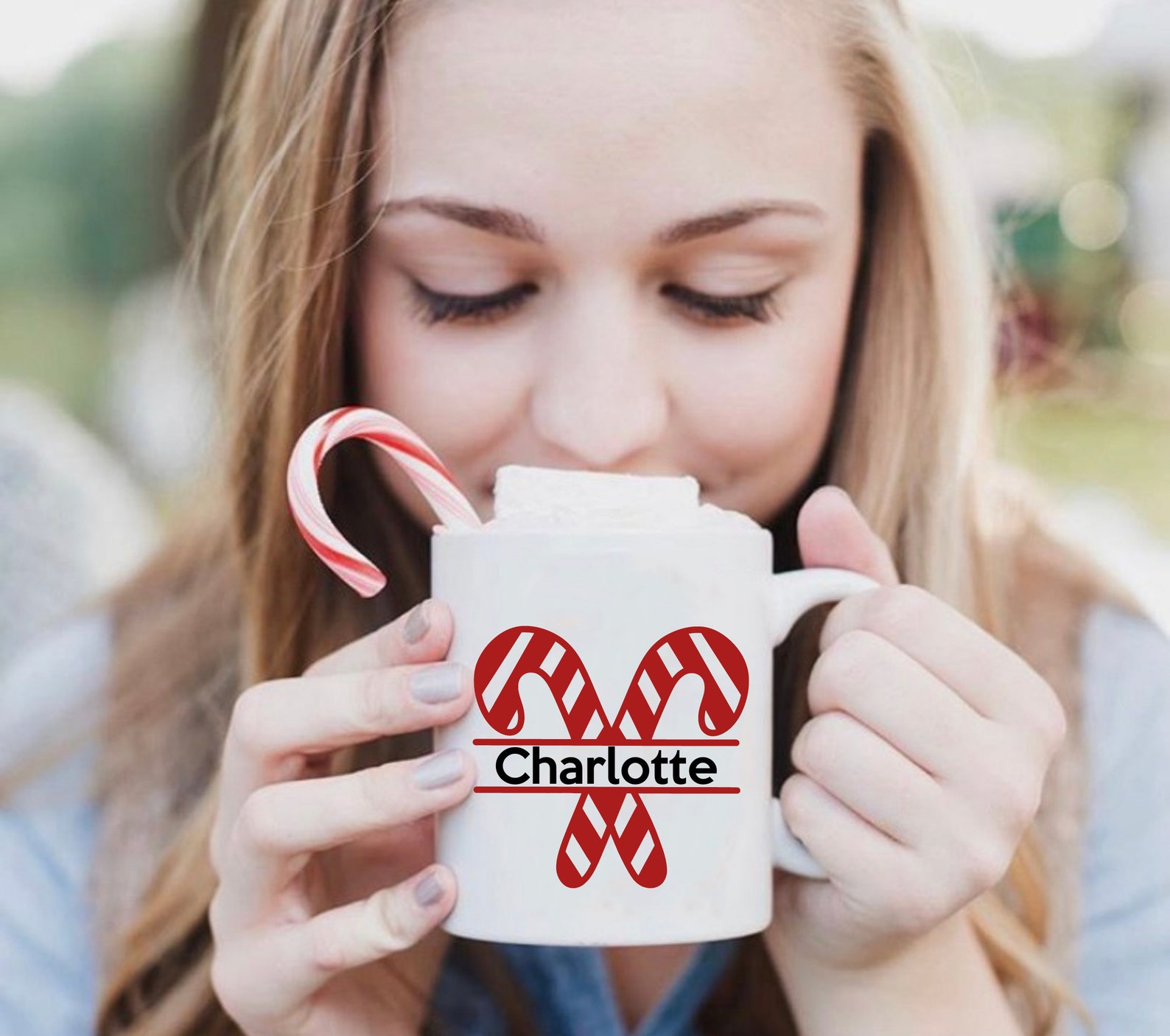 Candy Cane Monogram SVG Candy Cane Name Frame SVG Christmas Etsy