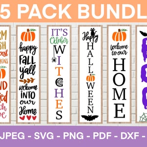Fall Porch Sign SVG Bundle, Halloween Porch Sign, Autumn Porch Signs, Welcome Signs SVG Bundle, Cut Files for Cricut, Silhouette image 1