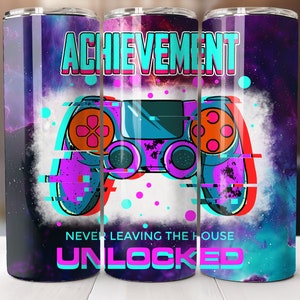 Achievement Unlocked 20 oz Tumbler Wrap Vorlage, Gamer Sublimation, Gamer Tumbler Wrap, Spieltag Tumbler Wrap, Videospiel Tumbler Wrap