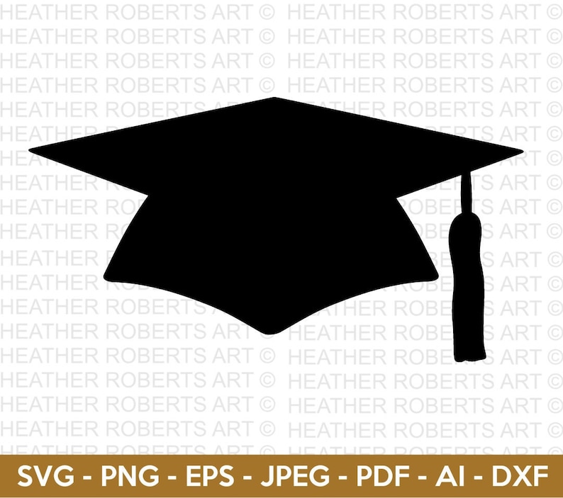 May include: Black silhouette of a graduation cap with a tassel. The cap is a traditional academic symbol of achievement.