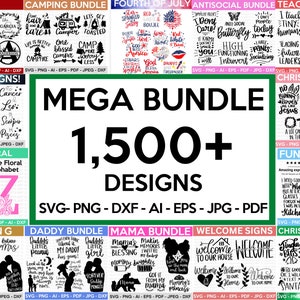 MEGA SVG-BUNDEL, 1500+ ontwerpen, Heather Roberts Art-bundel, enorme Svg-bundel, gesneden bestanden Cricut, silhouet