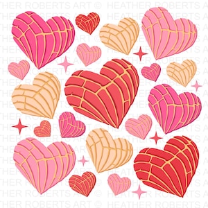 Concha Hearts Png, Valentines Png, Concha Valentine, Pastel Valentines Day, Valentines Sublimation, Conchas Png Valentines, Sublimation