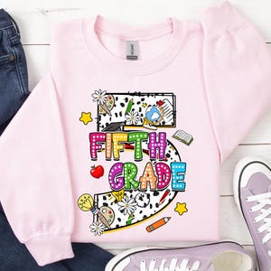 Fifth Grade PNG, Retro Back to School PNG, Team Grade PNG, Retro Teacher Png, Bright Dalmatians Dots, Dream Team,Back to School,Sublimation