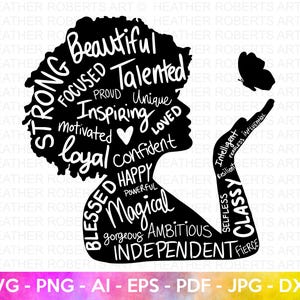 Zwarte vrouw SVG, Black Girl Magic SVG, Queen, Boss Lady Svg, Black Lives Matter, Afro Lady Woman, Diva, T-shirt, Cut-bestand Cricut, Silhouet