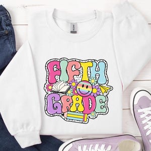 Fifth Grade PNG, Retro Back to School PNG, Team Grade PNG, Retro Teacher Png, School Supplies, Grade Level Png, Back to School, Sublimation