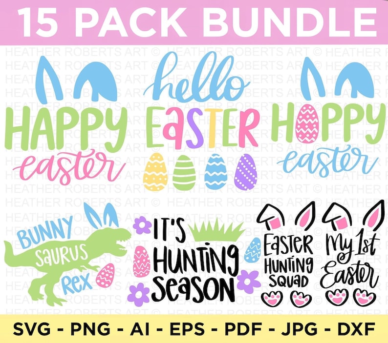 Ostern SVG Bundle, Frohe Ostern SVG, Osterhase SVG, Ostern Jagdstaffel SVG, Ostern Shirts, Ostern für Kinder, Schnittdatei Cricut, Silhouette Bild 1