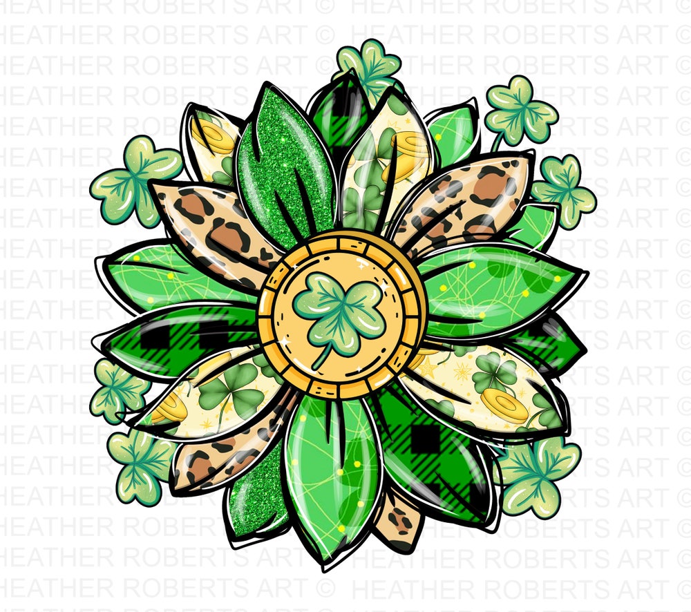 Snorider Design St. Patrick'S Day Sunflower Png, Patricks Day Sunflower Png, St Patricks Day Sublimation Png, St Patricks Day Designs, Lucky Clover Png File