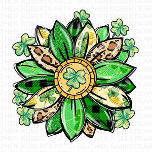 Girasol del día de San Patricio PNG, Girasol del día de San Patricio PNG, Sublimación del día de San Patricio PNG, Diseños del día de San Patricio, Archivo PNG de trébol de la suerte