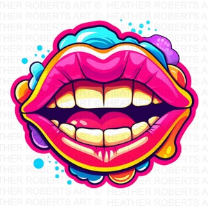 Psychedelic Lips, Lips PNG, Psychedelic png Decor, Psychedelic Art, Psychedelic Wall Art png, Colorful Lips PNG, Sublimation PNG