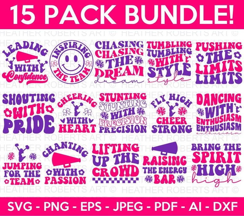 Chasing Cheer Retro Cheerleader SVG Bundle, Cheerleading SVG, Cheer Svg, Megaphone ...