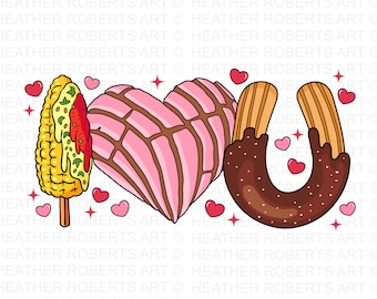 Conchas I Love You Valentine PNG: Pastel Valentines Day Sublimation (Digital Download)
