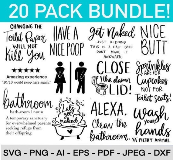 Bathroom SVG Bundle, Bathroom Quote, Restroom svg, Potty Dance svg, Farmhouse svg, Bathroom Sign SVG, Funny Bathroom SVG, Cut File Cricut