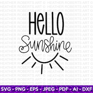 Bonjour soleil SVG, coeur, été, soleil svg, Svg été, printemps svg, svg Bonjour, Pâques Svg, Svg soleil, fichier de coupe pour Cricut, Silhouette