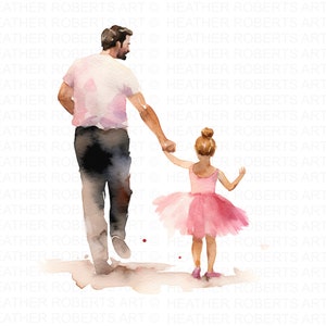 Father and Daughter Watercolor Clipart, Dad and Daughter Watercolor Clipart, Father’s Day Clipart, Watercolor Illustration, Instant Download
