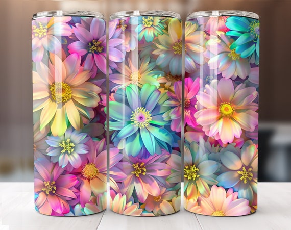 Floral Tumbler Wrap: Spring Flower Sublimation Design (Digital Download)
