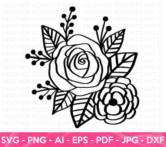 Rose svg, Rose frame svg, Floral frame svg By PLPaperDesigns