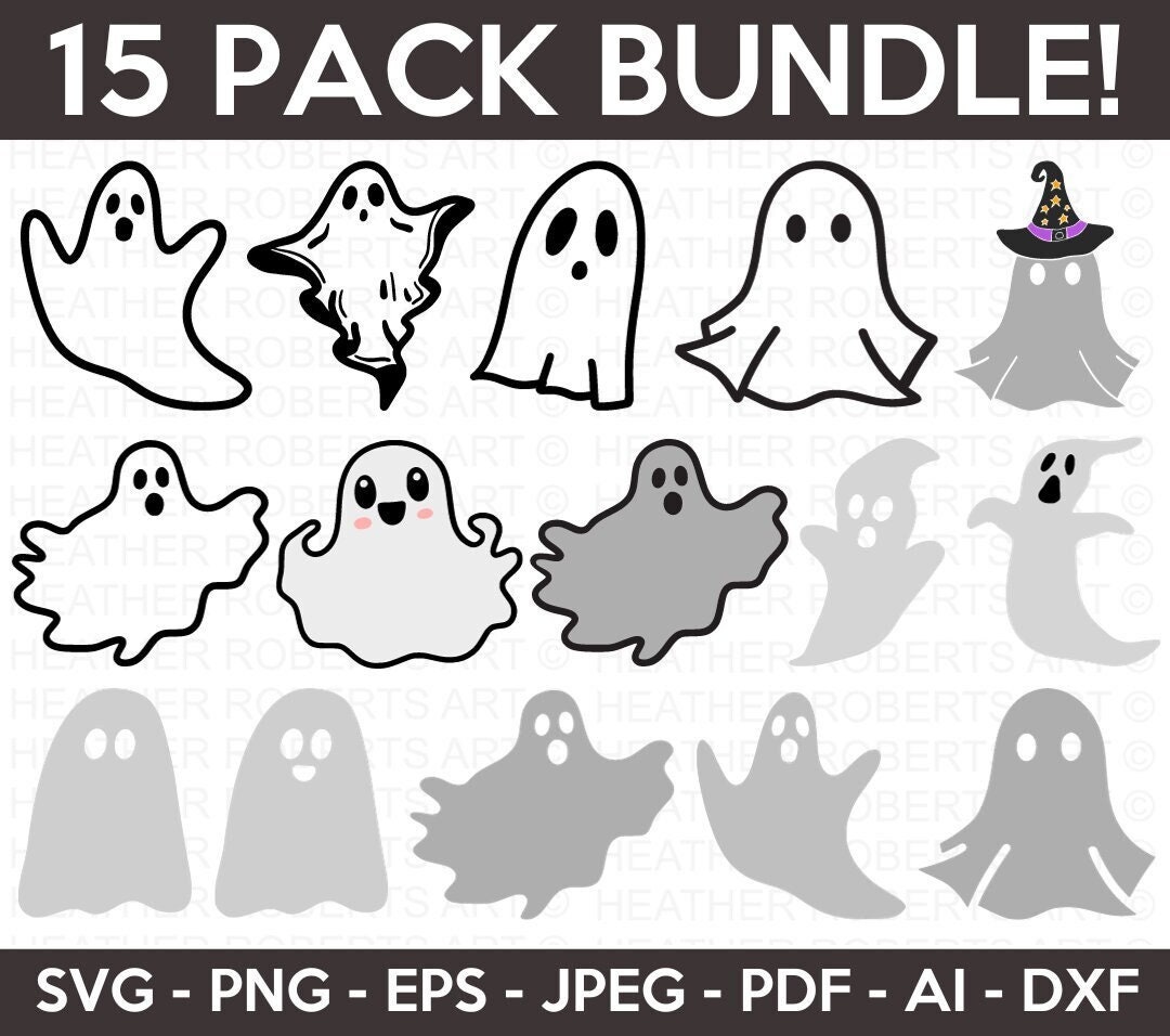 Ghost Svg Bundle Halloween Svg Halloween Shirt Svg Halloween Clipart