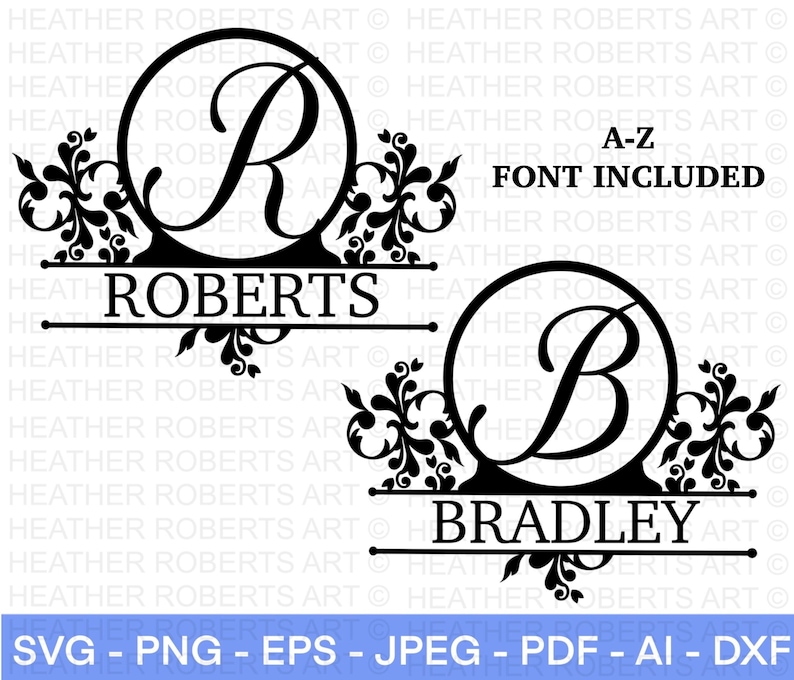Split Monogram Alphabet SVG, PNG, DXF: Fancy Font (cut Files) - Etsy