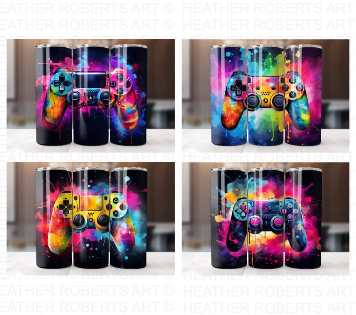 Gamer Tumbler Wrap Bundle: 3D Game Controller Designs (PNG Digital ...