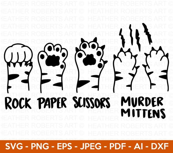 Rock Paper Scissors Cat Paw SVG: Funny Cat Lover Design (Digital Files)