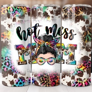 Hot Mess Mom Tumbler Wrap, Moederdag Tumbler Wrap, 20 oz Skinny Tumbler Sublimatieontwerpen, Mom Tumbler PNG, cadeau voor moeder Tumbler Wrap