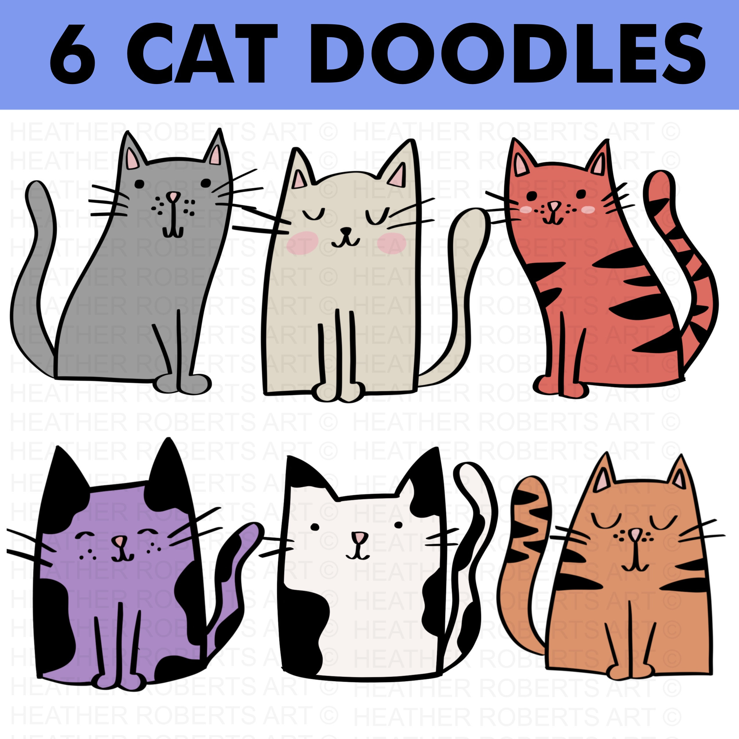 Cat Clipart Cat Doodles Cute clipart Kawaii kitten Kitty | Etsy
