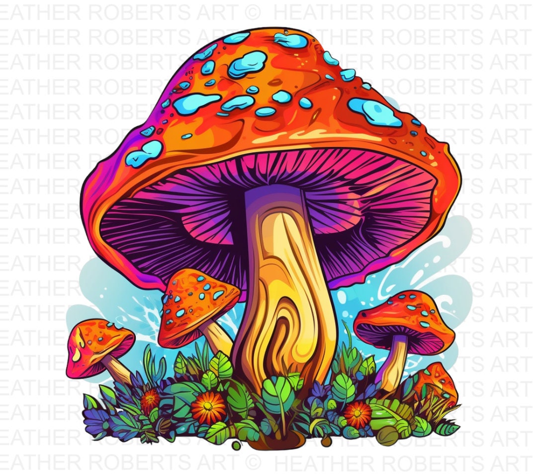 Psychedelic Magic Mushrooms, Mushroom PNG, Psychedelic Png Decor