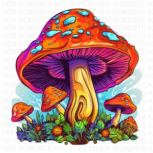 Psychedelic Magic Mushrooms, Mushroom PNG, Psychedelic png Decor, Psychedelic Art, Psychedelic Wall Art png, Sublimation PNG
