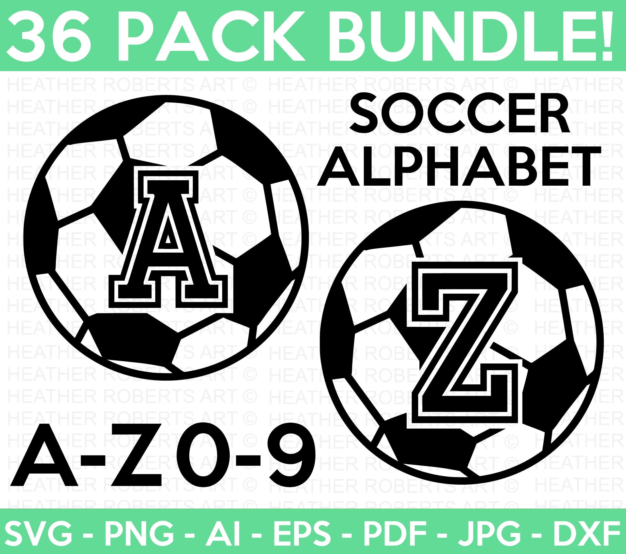 Soccer Alphabet Monogram SVG Bundle (36 Files) - Etsy