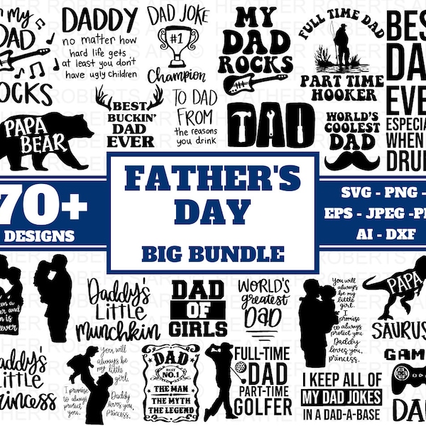 FATHER'S DAY BIG Bundle, Dad Svg Bundle, Gift for Dad, Heather Roberts Art Bundle, Father's Day Designs, Cut Files Cricut, Silhouette