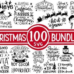 100 Weihnachten SVG Bundle, Winter svg, Weihnachtsmann SVG, Urlaub, frohe Weihnachten, Weihnachts Bundle, lustiges Weihnachts Shirt, Cut File Cricut