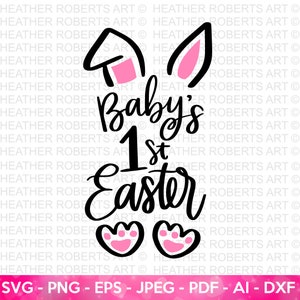 Primeira Páscoa SVG do bebê, Coelhinho da Páscoa SVG, Camisas de Páscoa, Desenhos SVG de Páscoa, Páscoa para bebê, Camisas de Páscoa para família, Arquivo de corte Cricut, Silhueta