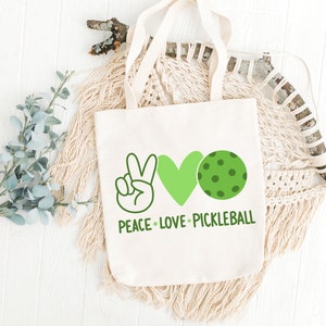 Grey Canvas Tote - Peace Love Pickleball main image 0