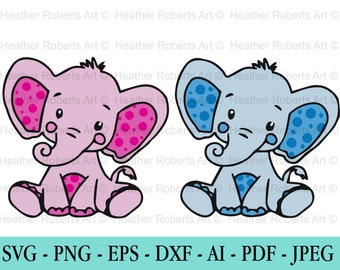 Baby Elephant SVG, Bundle, Cut Elephant, Clipart, Baby Shower svg, Conceptions d’invitation, Sublimation, 2020 Cut File Cricut, Silhouette, PNG