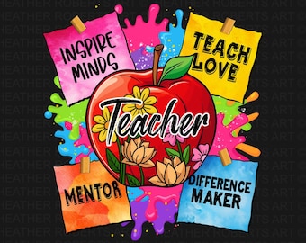 Teacher T-Shirt Design PNG: Teacher Appreciation, Back To School (Digital Download)