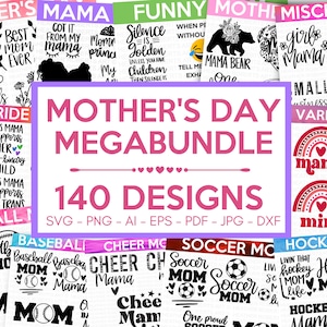 MEGA-bundel MOEDERDAG, moeder svg bundel, 140 ontwerpen, Heather Roberts kunstbundel, Moederdag ontwerpen, gesneden bestanden Cricut, silhouet