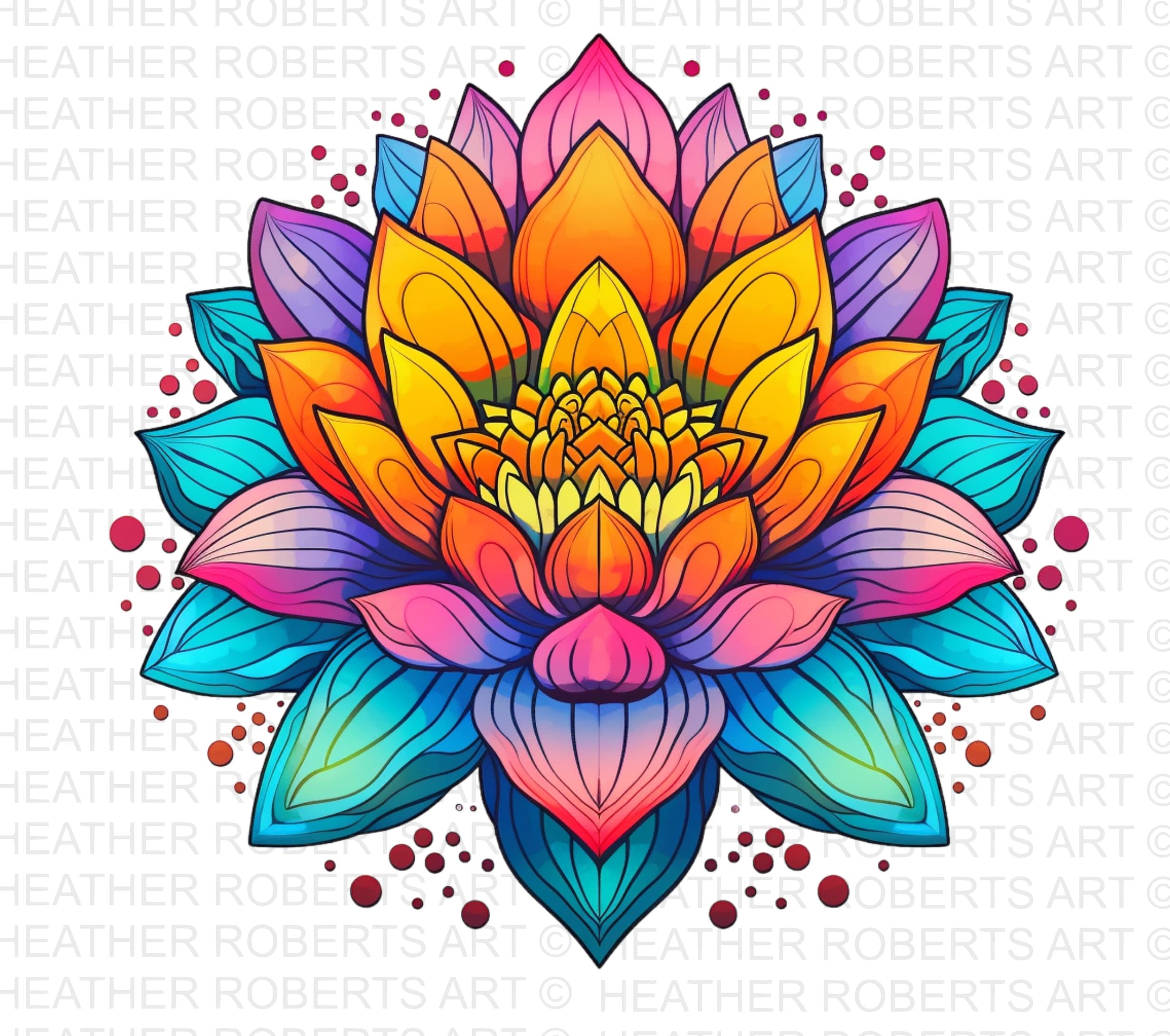 Raymond Swanley Whimsical Lotus Flowers Intricate Abstract Lines