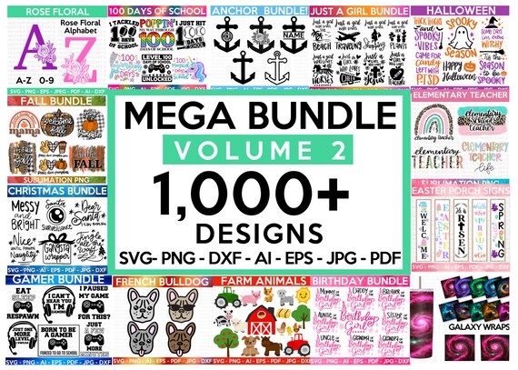 Mega SVG Design Bundle: 1000+ Designs - Heather Roberts Art (Digital Download)