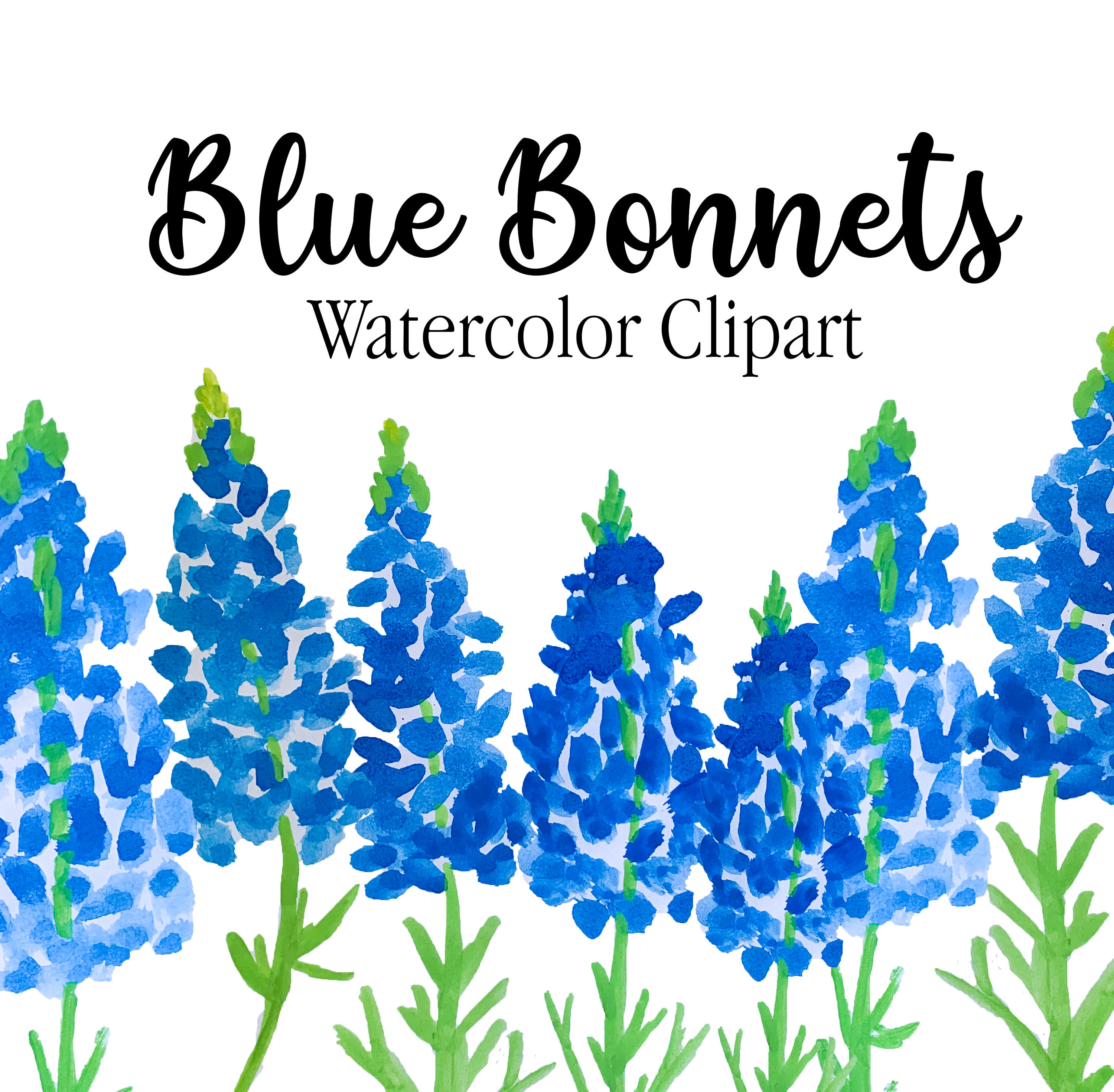 Bluebonnets Acquerello Clipart - Texas Stato Fiore, Clipart di fiori selvat...