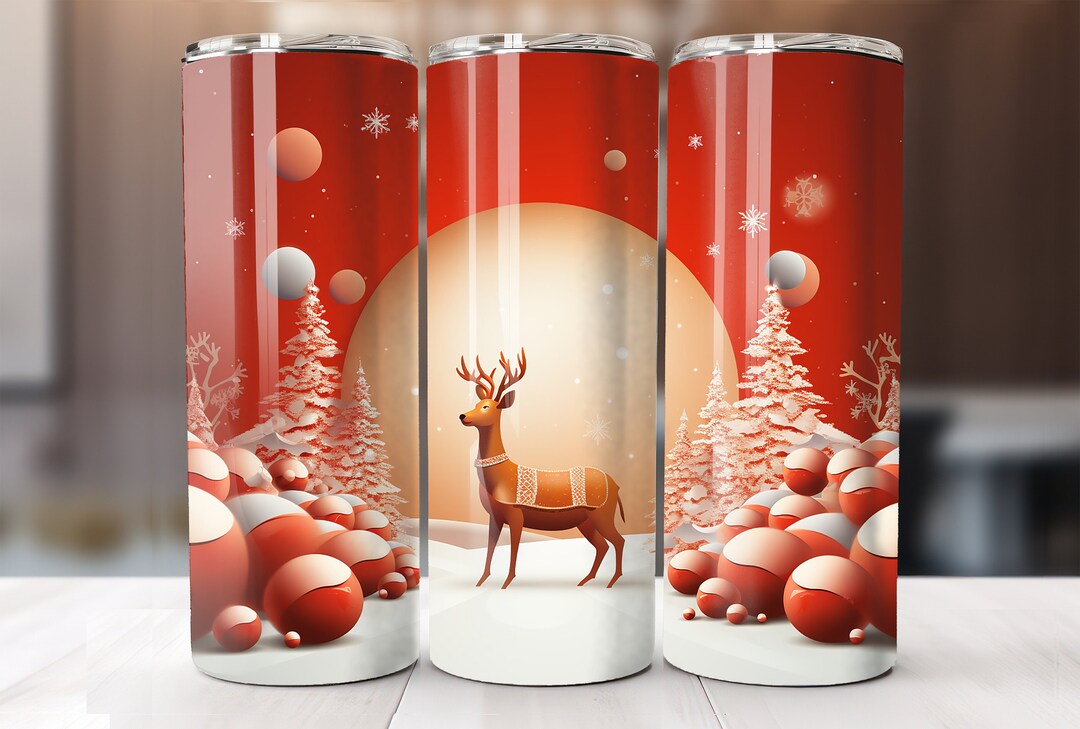 Christmas Reindeer Tumbler Wrap: 20 Oz Skinny Design (PNG) - Etsy