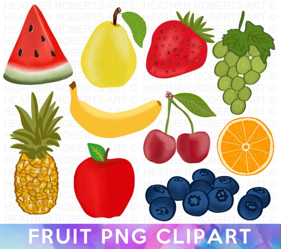 Fruit Clipart Set: Apple, Strawberry, Pineapple (PNG Files) - Etsy
