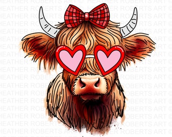 Heifer Valentine Png, Highland Cow Valentine Png, Valentine Day Western Country Png, Love Cow Valentines Day Png, love Sublimation Design