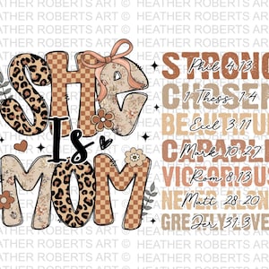 She Is Mom Png, Retro Mom Png, Christian Png, Mom Life Png, Floral Mom Png, Bijbelverzen Png, She Is Strong Png, Moederdagcadeau, Handgetekende